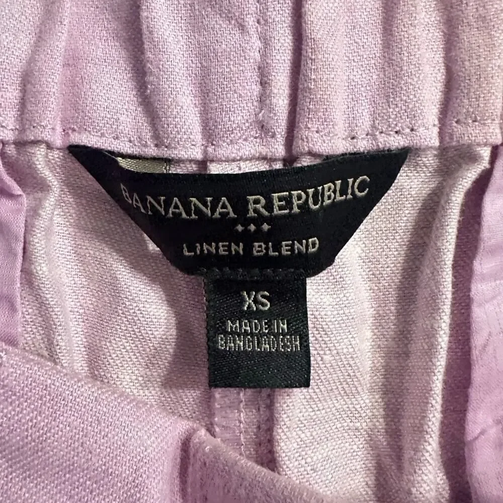 Banana Republic Pleated Skort Women's XS Lavender Linen Blend Mini Elastic Waist